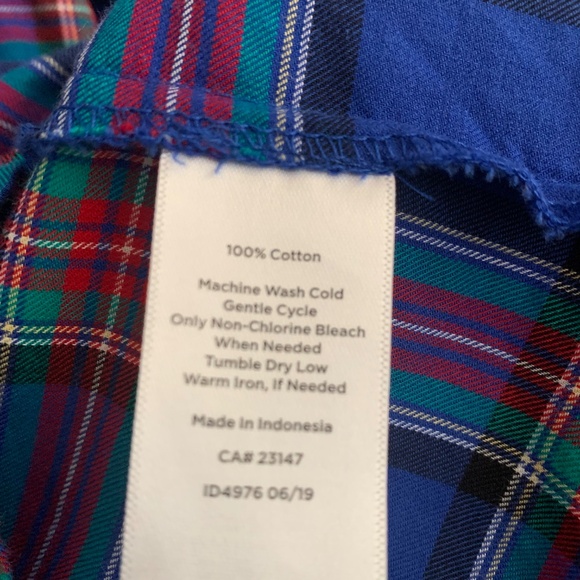 Talbots Cowl Neck Cotton Plaid Tunic 3/4 Sleeve Size M. - Picture 7 of 7